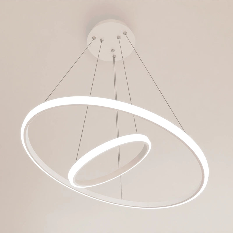 ЛЕД Висящ полилей 2 кръга (20+40см) Бял
