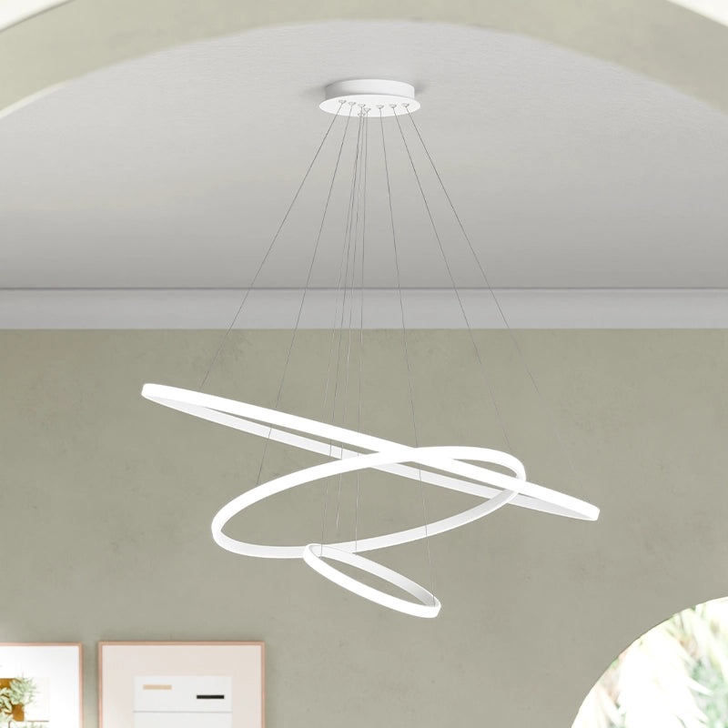 ЛЕД Висящ полилей 3 кръга (20+40+60см) Бял