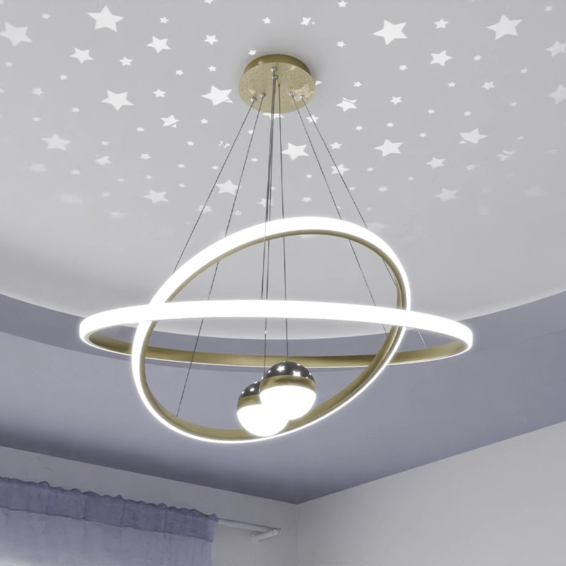 ЛЕД Висящ полилей 2 кръга (40+60см) и 2 топки