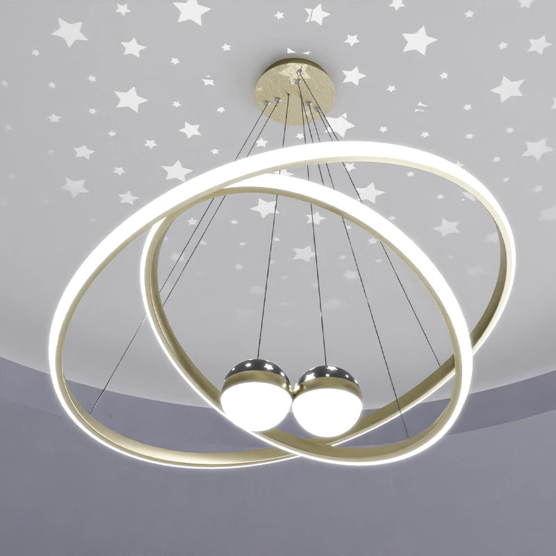 ЛЕД Висящ полилей 2 кръга (40+60см) и 2 топки