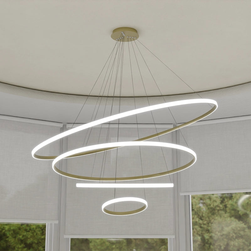 ЛЕД Висящ полилей 4 кръга (20+40+60+80см) Голд