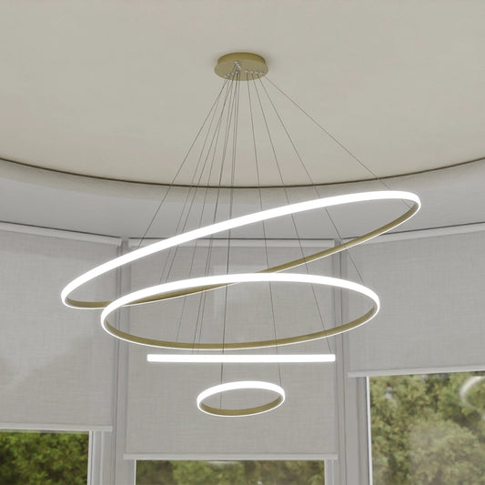 ЛЕД Висящ полилей 4 кръга (20+40+60+80см) Голд