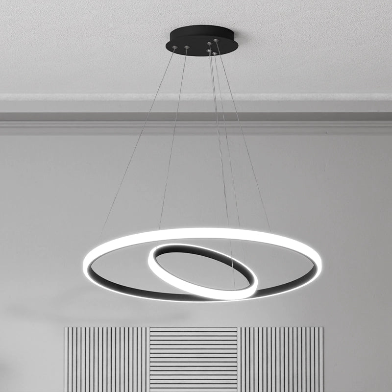 ЛЕД Висящ полилей 2 кръга (20+40см) Черен