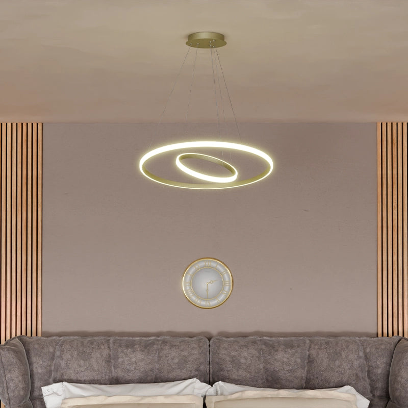 ЛЕД Висящ полилей 2 кръга (20+40см) Голд