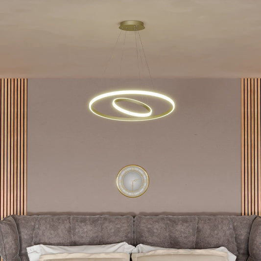 ЛЕД Висящ полилей 2 кръга (20+40см) Голд