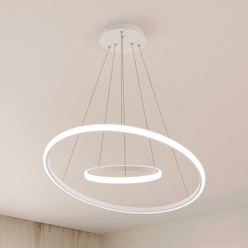 ЛЕД Висящ полилей 2 кръга (20+40см) Бял