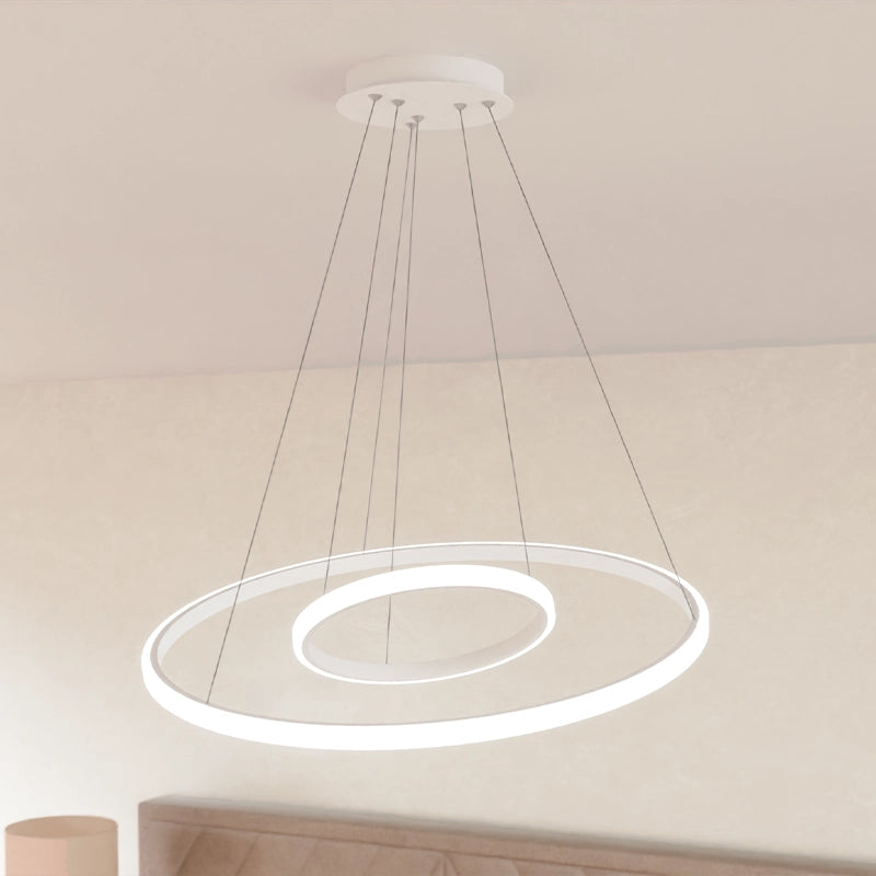 ЛЕД Висящ полилей 2 кръга (20+40см) Бял