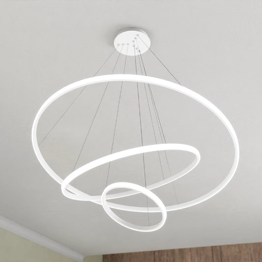 ЛЕД Висящ полилей 3 кръга (20+40+60см) Бял