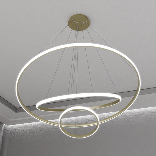 ЛЕД Висящ полилей 3 кръга (20+40+60см) Голд